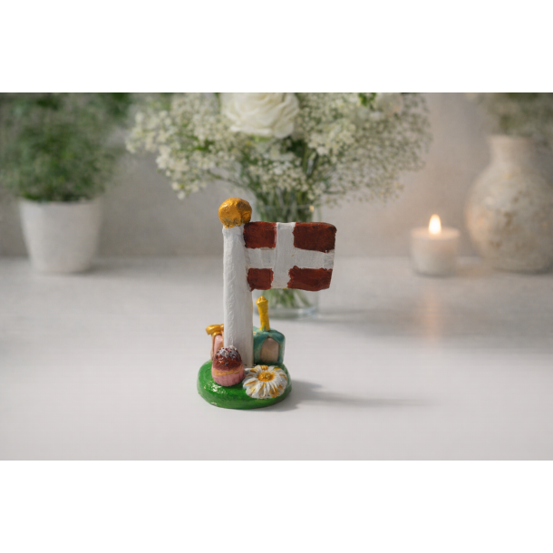 F�dselsdags flag med kage,gave, lys og blomst 